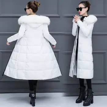 Zimski ženski Plašč 2019 Novih Oblačil Bombaž-Oblazinjena Zadebelitev Navzdol Zimski Plašč Dolgo Jakno Navzdol Parka Plus Velikost M-4XL