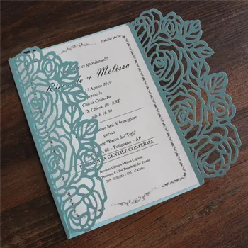 Light blue rose poročna angažiranost, vabilo kartice voščilnico, pearl mat papir sušilniki za zabavo dekoracijo
