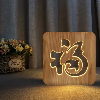 Kitajski Slog Blagoslov 3D Lesene Usb Lučka Led Lesa Votlih Carving Noč Svetlobe Ustvarjalno Darilo za Prijatelje, za Otroke, za Dekoracijo Doma