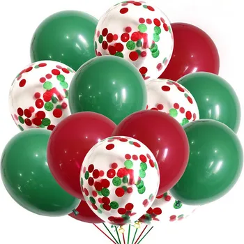 50pcs/Veliko Zeleno Rdeče Latex Baloni Rdeča Zelena Konfeti Žogo Vesel Božič Festival Rojstni Dekoracijo Dobave