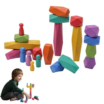 Otroška Lesena Gradnja Bloka Dolgo Bloki Zlaganje Igrače Montessori Ustvarjalne Uravnoteženje Stacker Skandinavski Slog Lesa Blok Za Otrok Darila