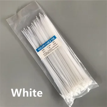 100 kozarcev/lot 4*200mm Visoko Kakovostno Belo barvo najlon kabel kravato samozapiralni sponke fiksni kabel upravljanje pasu DIY