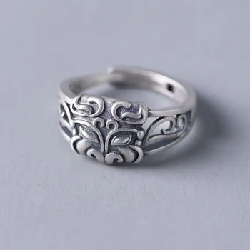 S925 srebro retro stiski srebrni prstan na debelo ženska moda in ženske Kitajski slog proždrljiv odprt obroč