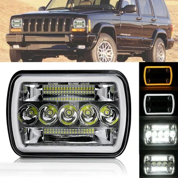 5X7Inch 7X6Inch LED Smerniki Hi-Lo Žarek Halo DRL za Jeep Cherokee XJ Wrangler YJ
