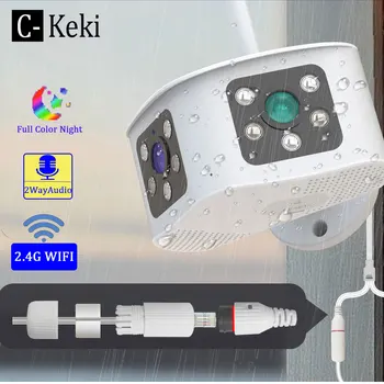 Keki 6MP 4K Dual-Objektiv IP Kamera, WiFi CCTV Varnostne Kamere Barve Night Vision 8X Digitalno Povečavo PTZ Prostem nadzorna Kamera