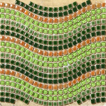 zeleno in rumeno barvo val oblikovane keramične raznovrstni stroji in kristalno steklo mozaik za dvorišče, kopalnica, spalnica tla stene