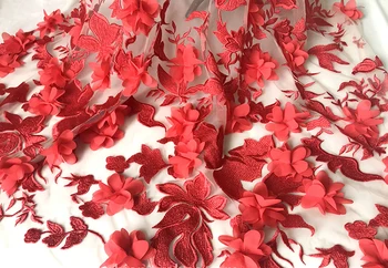 GLace 1Y/veliko 1.25 m široko 3D cvet, čipke, vezenine očesa tkanine, obleka, krilo poročno obleko DIY dekoracijo TX159