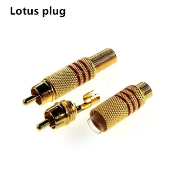 5pcs pozlačeni Lotus Priključite v Priključek AV Moški Avdio Žico Priključek Audio Adapter