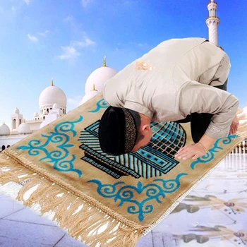 2022 Nova Islamska Žamet Molitev Preprogo z Tassel Jacquardske Muslimanskih Kvadratek Mat Preprogo