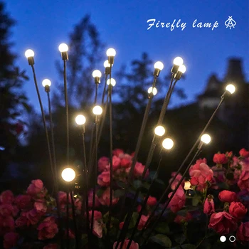2Pcs Sončne Svetlobe LED na Prostem Sončne Vrt Dekoracijo Ognjemet Luči Firefly Vrt, Travnik Božični Dekor Sončne Plug Luči, Svetlobe