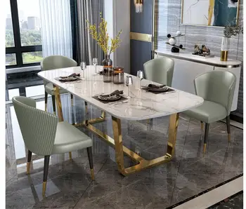 Razkošje svetlobe marmorja jedilno mizo in stol kombinacija gospodinjstev majhno stanovanje jedilna miza