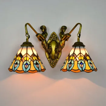 tiffany moda Evropski stil stenske svetilke Baročno Bohemia ogledalo svetlobe kmečka postelja-razsvetljavo