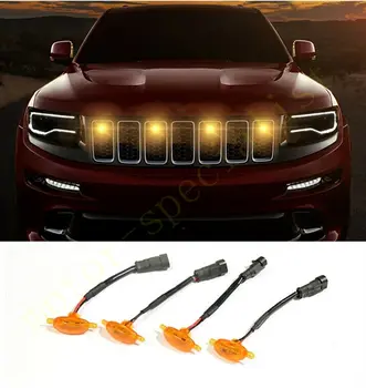 LED Avto Sprednja Maska LED Oranžno Svetlobo Raptor Slog Lahka Kit Dekor W/ Žična Hitrost 4Pcs Za Jeep Grand Cherokee 2017-2021