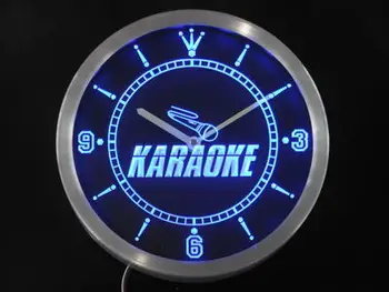 nc0272 Karaoke Soba Zaslon Neon Luči Znaki LED Stenska Ura