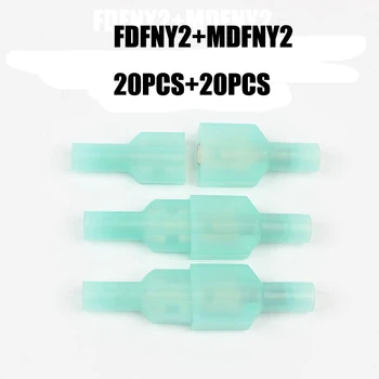 40Pcs FDFNY2-250 MDFNY2-250 NAJLON medenina Ženske, Izolirana Lopata skupne Žice Kabel Priključek za 1,5-2.5mm2 16-14AWG