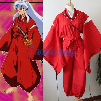 Anime INUYASHA Svetlo Rdeča Kimono Cosplay Enotno Obleko Oblačila Halloween Kostum Velikost S M L XL Brezplačna Dostava