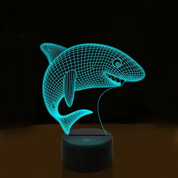 Anime 3D LED Iluzijo Morskih Živali Model Akril Noč Luči, 7 Barv Desk Tabela Lučka Lučka za Otroke Božič Darilo