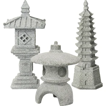 Pagoda Kip Dekor Vrt Miniaturni Bonsaj Dekoracijo Zen Mini Diy Luč Doma Towerornaments Model Ornament Skledo Figur