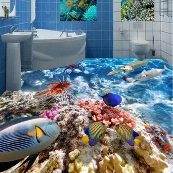 beibehang 3D prilagojene po meri tla podvodni svet morskega dna, koral, rib, dnevna soba, kopalnica, talne dekoracijo slikarstvo