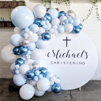 104 Kos/set blue balon garland, macaron modra, bela, srebrna baloni, za dečke in deklice baby tuš, poroka, rojstni dan
