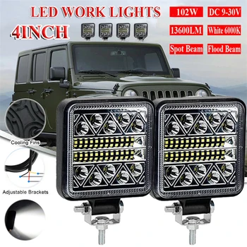 4 inch LED delovna Lučka Spot Off Road IP67 102W LED Bar 4x4 LED meglenke Za Tovornjak SUV 4WD Čoln ATV Jeep Traktor Žarometi 12V