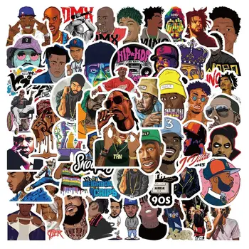 50/64pcs Hiphop Glasbe Kul Rapper Nalepke DIY Potovalne Prtljage, Telefon, Laptop Nepremočljiva Klasične Igrače Nalepko Rap Zvezda Nalepke