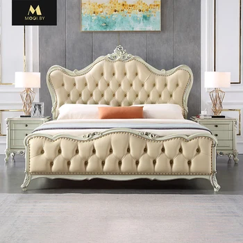 Francoski svetlobno razkošje masivnega lesa, spalnico, Evropski stil dvojno 1,8 m mehko vrečko postelja velika sodobna preprost Evropske pohištvo