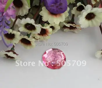 BREZPLAČNA DOSTAVA 120PCS roza cvet akril nosorogovo krog flatback chrysoprase 24 mm #22185