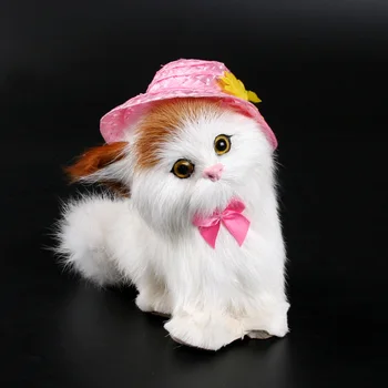 majhne, luštna, simulacije mačka model igrača polietilen & krznom mačk lutka s klobuk darilo o 13x11x12cm 1087
