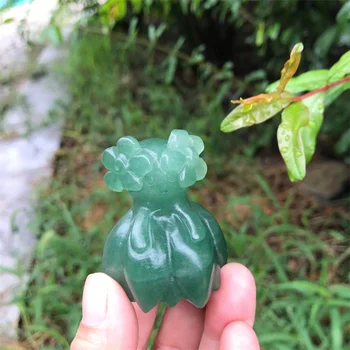 Naravna Zelena Aventurine Ročno izrezljane Risanka Kristalno Zdravilni Kamen Doma Dekor Kreativna Božična Darila Za Otroke Otrok