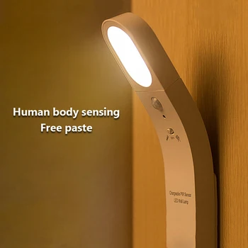 Senzor gibanja, LED Trakovi stenske svetilke prilepite Polnjenje traja Baby Postelji Spalnica Hodnik Brezžični Nočna Lučka za Osvetlitev