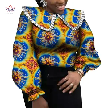 Novo Dashiki Afriške Majica za Ženske Bazin Riche Ankara Natisniti Majice z Dolgimi Rokavi Top Ženske Afriška Oblačila Vzročno Stranka WY9344