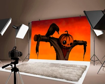 Pumpkin Lantern Natisnjeni Halloween Okraski Tanke Vinil Čarobno Ozadje Ozadje Fotografije Stranka Festival Fotografije