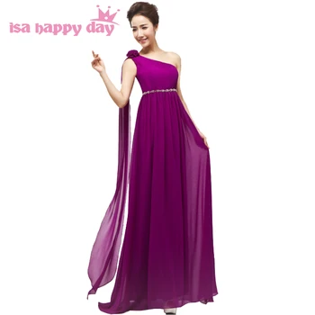 grecian slog eno ramo družico obleke 2020 vijolično obleko top moda za ženske družice formalno stranko obleke poroko H1796