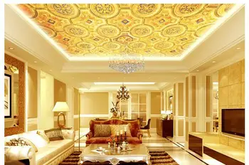3d freske ozadje po meri Klasično eleganten dekorativni vzorec zlati zenit stropne freske ozadje