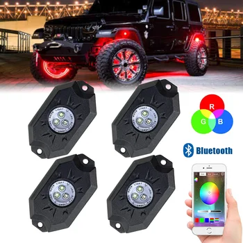 12/24V RGB Avto Luči Utripajoče Okolja Svetilke LED Bluetooth Rock Neon motorno kolo, Oprema Za Čoln terenska 4x4 Tovornjak Pit Bike
