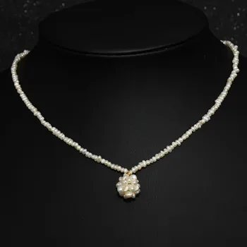 Občutljivo nerjavečega jekla biserna ogrlica, minimalističen beaded pravi sladkovodnih pearl obesek ogrlica choker pravi pozlačen nakit