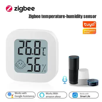 Tuya Pametni Dom Temperatura Vlažnost Senzor Zigbee Zaprtih v Realnem času Spremlja Termometer Detektor Smart Življenje Nadzor Za Alexa