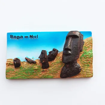 Čile, Velikonočni Otok Svetovne Dediščine Tri-dimenzionalni Moai Kip Naslikal Dekorativni Obrti Magnetni Hladilnik Magnet