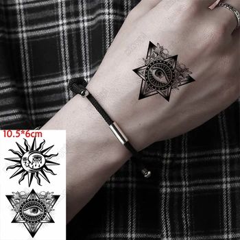 Nepremočljiva Začasni Tattoo Nalepke, Temen, Črn Trikotnik Oči Sonce Otroci Roko Zapestje Vodo Prenos Ponaredek Tatto Body Art Ženske Moški