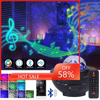 Zvezdnato Nebo Galaxy Projektor Svetlobe, Bluetooth, USB Glasovni Nadzor Predvajalnik Glasbe LED Nočna Lučka Projekcija Lučka za Darilo