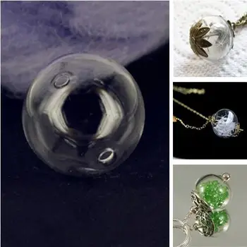 5PCS 10-30MM Stekla Svetu ogrlico, Obesek, Z Odprtino luknja na obeh koncih jasno, okrogel mehurček steklena tehtnica nakit, pribor