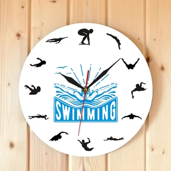 Plavanje Stenska Ura Sport Art Design Plavanje Stenske Ure Potovanje Plavajoče Podvodno Potapljanje Plavalec Doma Dekor Plavati Trener Darilo