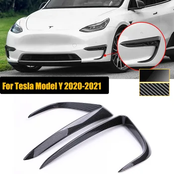 2PCS Za Tesla Model Y Luči za Meglo Trim Okvir Pokrova Obrvi Zunanjost Dekoracijo Nalepke Splitter 2020 2021 2022 Avto Dodatki