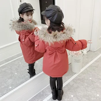 Nove zimske deklice bombaž, oblazinjeni oblačila 2021 nove zimske zgosti srednje in velike otroke srednji in dolgi lok veliko volne