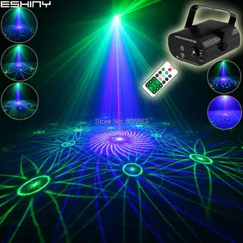 ESHINY NOVI MINI G&B Laser 24 Vzorcev Projektor Daljinsko Modra LED Klub Bar DJ Ples Božič Disco Doma Stranka Fazi Luči Kažejo T146D3