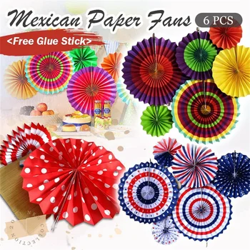6pcs Mehiški Papir Navijači Visi Krog Papir Ljubitelj Pisane Mexican Fiesta Karneval Papir Pinewheel Stranka Dogodek, Poroko, Rojstni dan