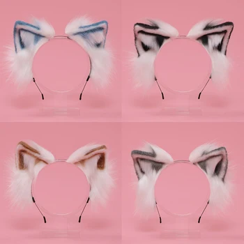 Neue Pelzigen Plüsch Faltbare Volk Katze Ohren Stirnband Realistische Stopnje Fuchs Haar Hoop Lolita Anime Dekor Urad Visokega Predstavnika Že Cosplay Kawaii