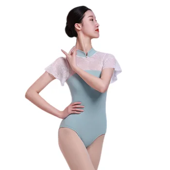 Balet Leotard Za Ženske Uresničevanje Oblačila iz Enega Kosa Obleko Čipke Cheongsam Ovratnik Gimnastika bo Ustrezala Odraslih Umetnosti Preizkus Usposabljanje Obleko