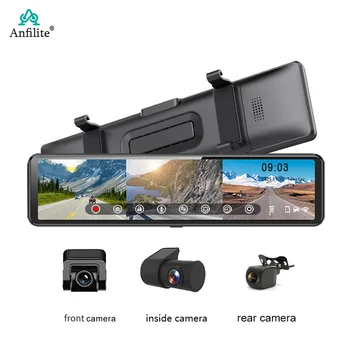 Brezžični CarPlay Android AUTO 1080P Video Predvajalnik Snemalnik 12 inch 3 Kamere Avto Rearview Mirror 2K AVTO DVR Dash Cam